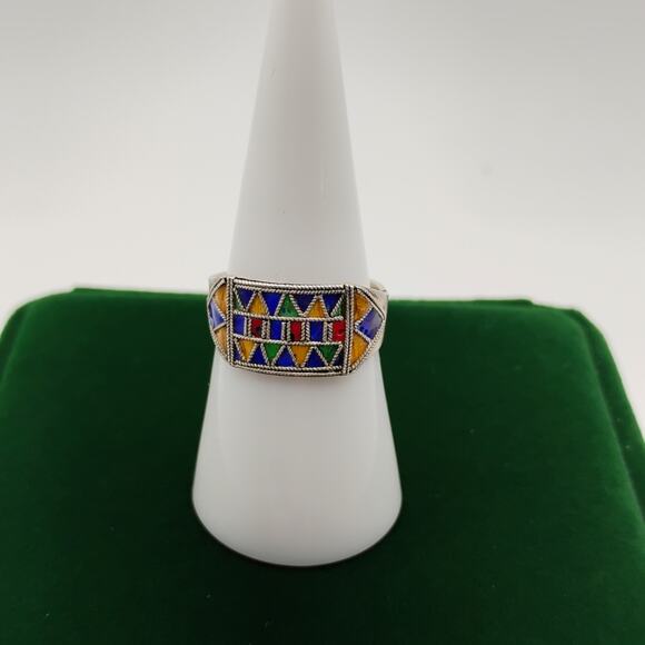 Vintage Art Deco Enamel Ring size 7 1/2 - Picture 5 of 6